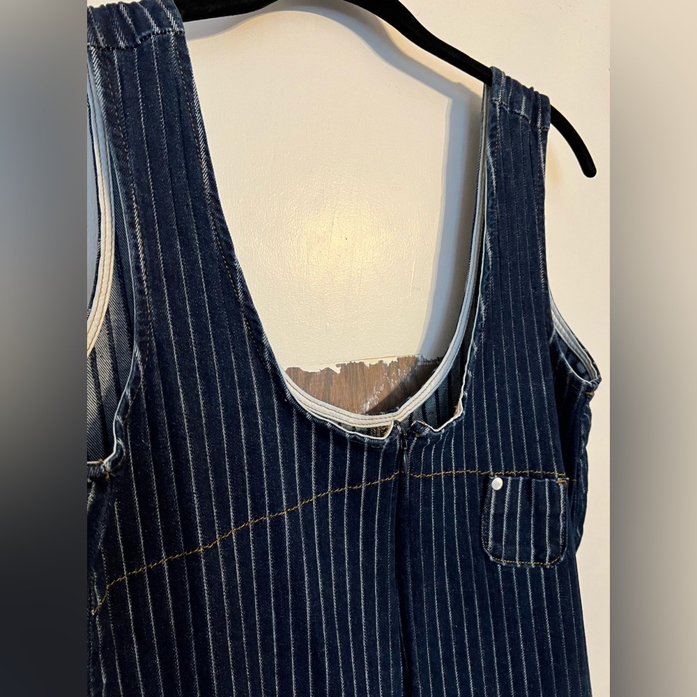 Pilcro Navy and White Zip-Up Utility Jumpsuit - Picture 3 of 10